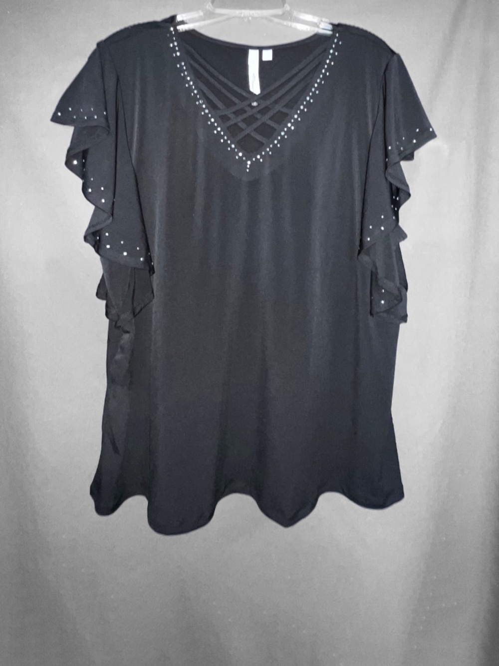 Black Flutter Top with Grommets